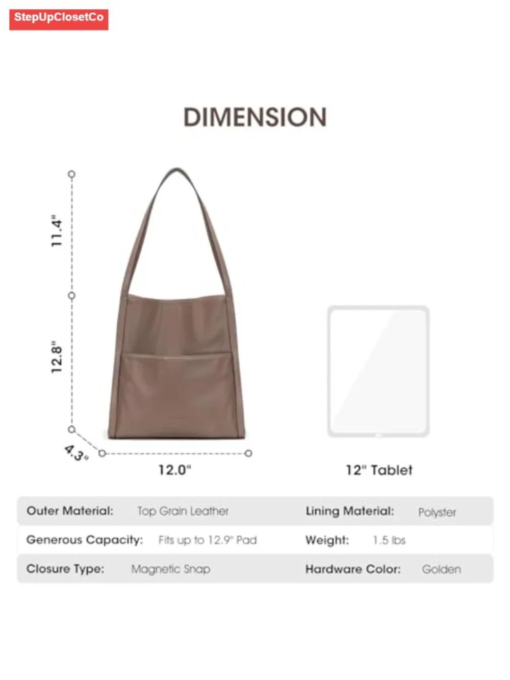 Top Grain Pebbled Cowhide Leather Tote Bag for Women Medium Shoulder Handbag